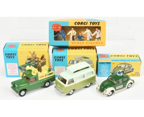 Corgi Toys group of 4 - (1) 420 Ford Thames Airborne Caravan, (2) 472 Land Rover "Vote For Corgi", (3) 492 Volkswagen Europea