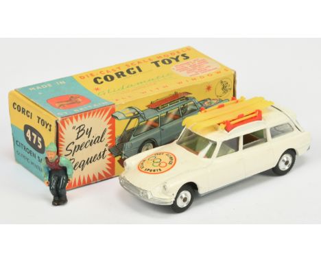 Corgi Toys 475 Citroen Safari "1964 Winter Olympics Sports" - Off White body, silver trim, spun hubs brown dash and rear seat