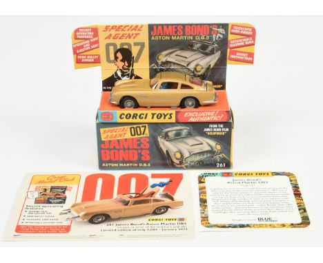 Corgi Toys 261 - "James Bond" Aston Martin DB5 taken from the film "Goldfinger" - finished in gold, red interior with "James 