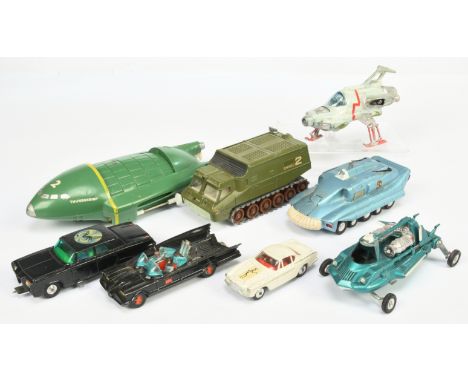 Unboxed TV &amp; film group to include - Corgi Toys "The Green Hornet" Black Beauty, "Batman" Batmobile, Dinky "UFO" Shado 2 