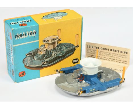 Corgi Toys 1119 Hovercraft SR1-N1 - Blue, silver and white with yellow plastics - Excellent (slight discolouration to labels)