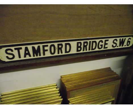 A vintage style painted wooden sign Stamford Bridge S.W.6