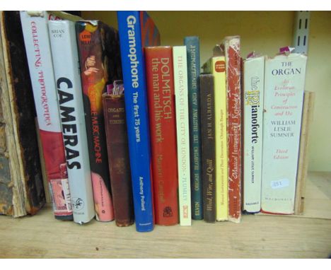 Books on the organ, the Piano Forte Organ Blowing, its History and Development, The Gramaphone the first 75 years, etc
