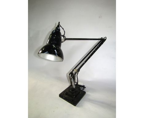 A vintage Herbert Terry & Sons Angle Poise desk lamp in an all over black colourway