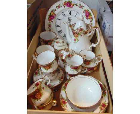 A collection of Royal Albert Old Country Roses pattern wares comprising coffee pot, covered sugar bowl, cream jug, further su