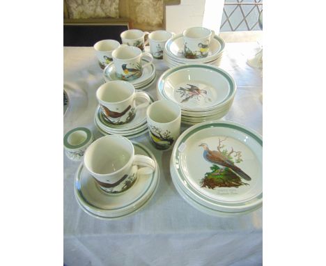 A quantity of Portmeirion Birds of Britain wares by E Donovan and Susan Williams-Ellis comprising six dessert sized plates, t