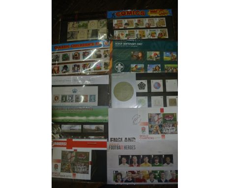 A collection of Royal Mail mint stamps including football 11 heroes, England winners and world champions (rugby), Diamond Jub