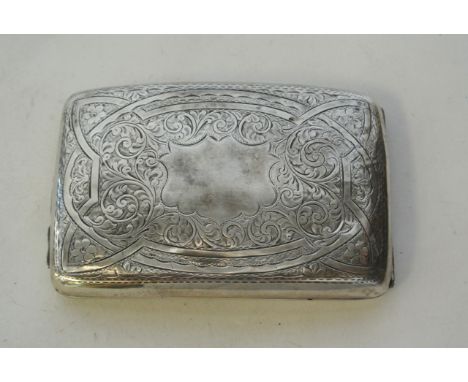 An Edwardian silver cigarette case, Joseph Gloster Ltd, Birmingham, 1909, the convex rounded rectangular body flat-chased wit