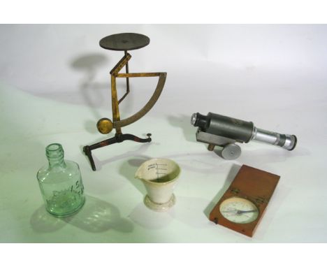 A good quality scientific microscope cylinder stamped C Baker, London and numbered 15272 together with a 20th century axis po