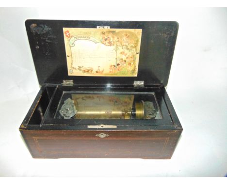 A good quality Swiss made timber cased cylinder music box, playing over eight airs, marked Marque De Fabrique, 1816 No 81222,
