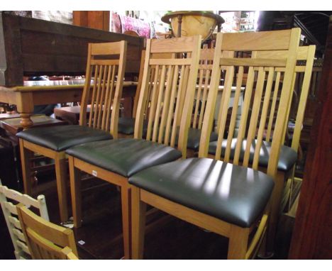 A set of eight oak framed stick back dining chairs (retailed by John Lewis, The Burford Design) contemporary design with upho