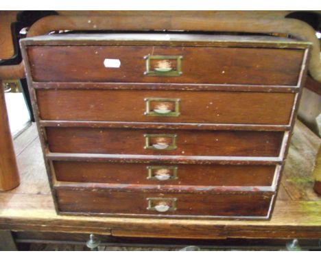 A vintage office filing cabinet of five drawers, 48 cm wide