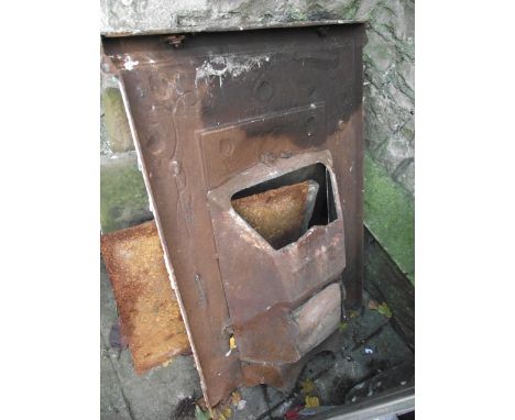 An Art Nouveau cast iron fire surround/insert with raised relief organic foliate detail and later painted finish