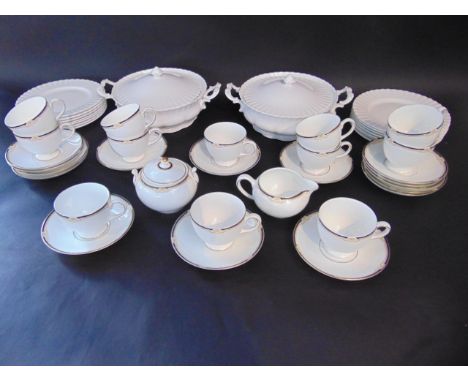 A collection of Wedgwood Cavendish pattern tea wares number R4680 comprising milk jug, covered sugar bowl, twelve cups and sa