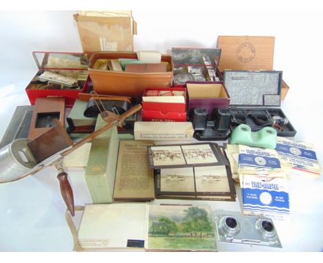 Mixed 20th century photographic/optical effects to include over ninety View-Master stereoscope wheels, a boxed Sawyer's View-