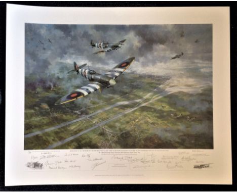 Rare Michael Turner The Official Normandy Veterans Association 60th Anniversary print signed by an impressive 24 Normandy vet