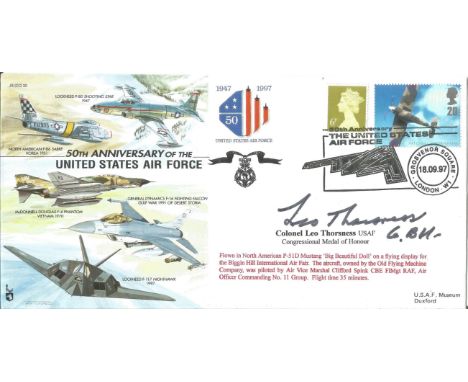 Vietnam War USA Colonel Leo K Thorsness USAF Congressional Medal of Honour, signed 50th Anniversary of the United States Air 