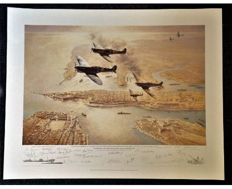 John Young The Official George Cross Island Association 60th Anniversary print signed by an impressive 24 veterans of the sie