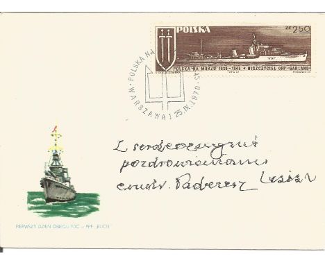 WW2 Navy Tadeusz Lesisz signed Polish cover date stamp Warsaw 25th September 1970. Tadeusz Lesisz was one of the worlds last 