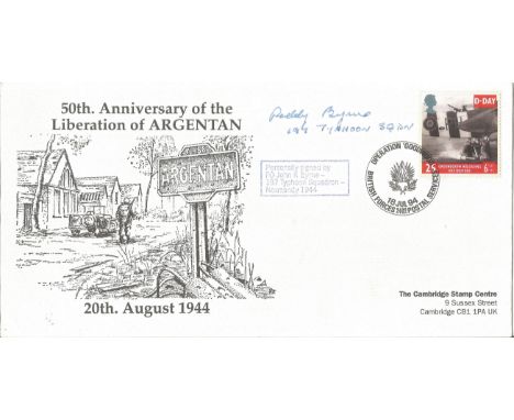 WW2 RAF FO John K Byrne 197 Typhoon Squadron Normandy 1944, a signed 50th Anniversary of the Liberation of Argentan 20th Augu