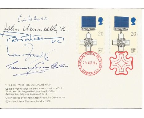 Eric Wilson VC, John Kenneally VC, Pat Porteous VC, Ian Fraser VC plus one other signed The First VC of the European War colo