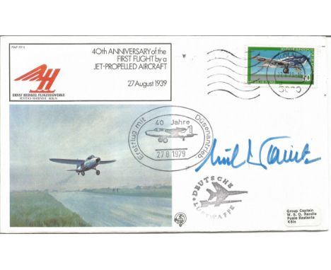 Flugkapitan Erich Warsitz signed 40th Anniversary of the First Flight by a Jet Propelled Aircraft cover RAF FF11. Deutsche Lu