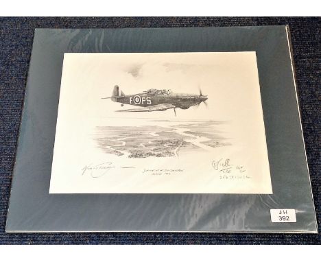 Nicolas Trudgian Original pencil drawing Defiant of 264 Squadron August 1940. Signed by Nicholas Trudgian and Anthony John Tr