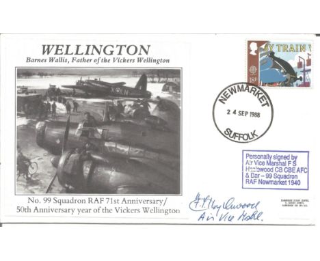 WW2 RAF Bomber Command Air Vice Marshall F S Hazlewood CB CBE AFC &amp; Bar, 99 Squadron RAF Newmarket 1940, signed Barnes Wa