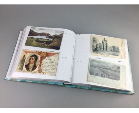 ALBUM OF VINTAGE POSTCARDS, depicting primarily scenes of Scotland and other British holiday destinations