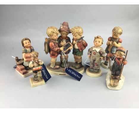 SIX HUMMEL FIGURES, including the skier and the schoolworkers, tallest 18cm high(6)