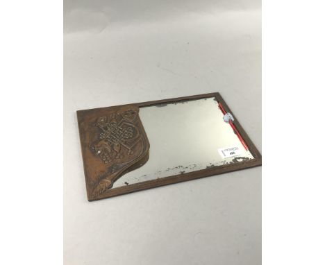 COPPER FRAMED MIRROR, with Celtic decoration, 30cm wide