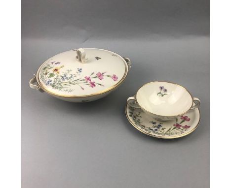 KRAUTHEIN BAVARIA PART DINNER SERVICE, including ten twin handled soup bowls, nine saucers, two lidded tureens, two dishes, a