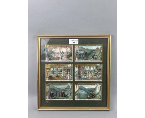 MODERN CHINESE CHONGQING PAPER-CUT SCROLL IN BOX, 132cm long, along with a brass and green enamel candlestick and a set of si