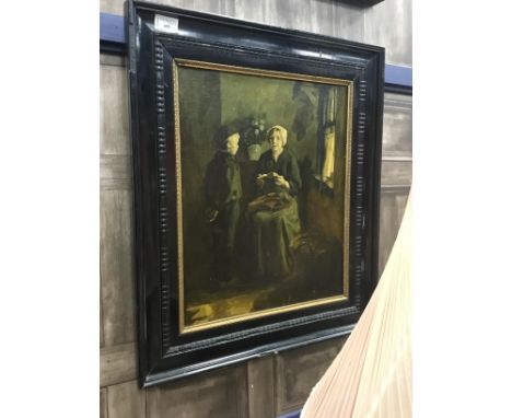 FRAMED OLEOGRAPH, of Mother and child, 62cm x 55cm overall