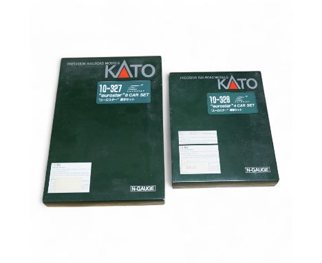 Two boxed Kato Precision Railroad Models N gauge Eurostar train sets - 10-327; 8-car set and 10-328; 4-car set. Condition - g