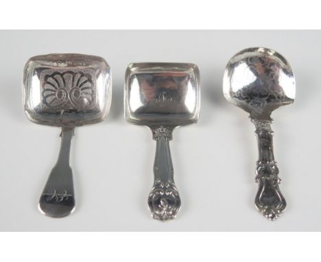 A Victorian silver caddy spoon, maker George Unite, Birmingham, 1839, a George III example by Joseph Willmore, Birmingham, 18