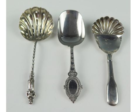 Three assorted silver caddy spoons, various makers and dates, 26gms, 0.85ozs (3) 