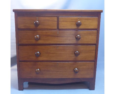 A Victorian mahogany chest of two short over three long drawers raised on bracket feet, H:96cm W:97cm D:43cm