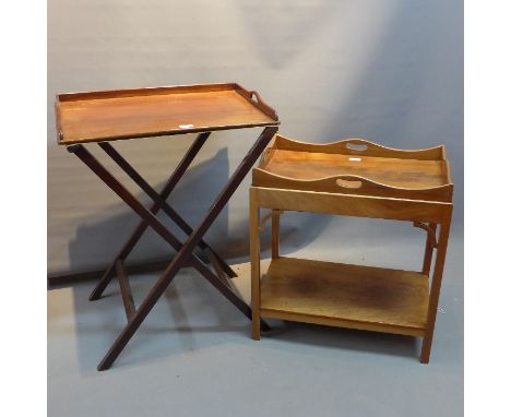 A Chippendale style mahogany butlers tray and stand together with one other. 