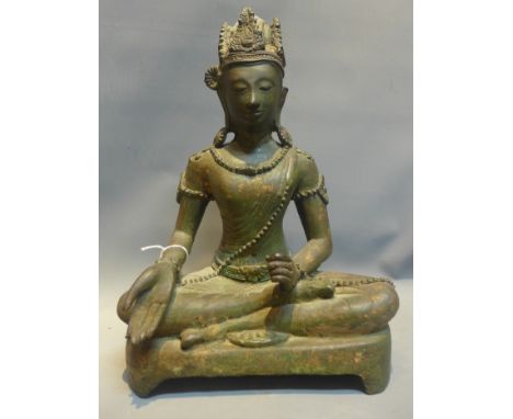 A 19th Century Tibetan bronze statue of a goddess, H:30cm