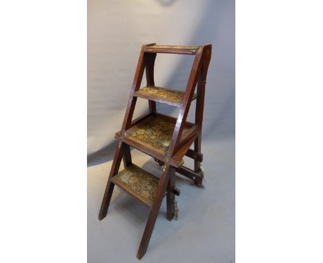 An arts and crafts oak metamorphic chair/ladder