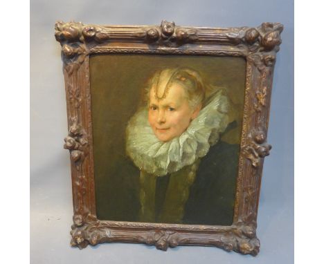 19th Century Continental School, a portrait study of a lady, oil on canvas. H.74cm W.45cm 