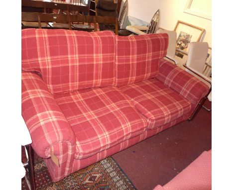 A Laura Ashley tartan upholstered two seater sofa, 2017 model. 