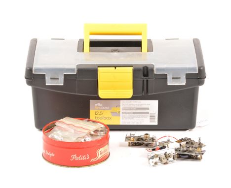 Toolbox containing COX engine spares, and 5 x SEELIG timers.