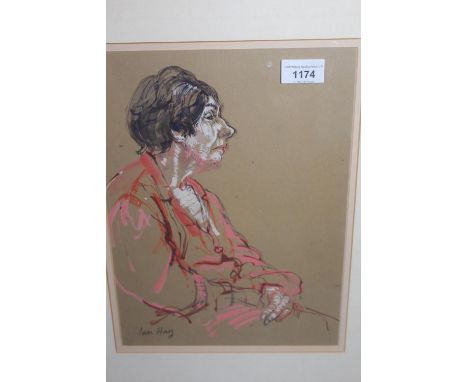 Ian Hay, watercolour and gouache, half length portrait of an elderly lady, 13ins x 9ins, together with a Limited Edition, No.