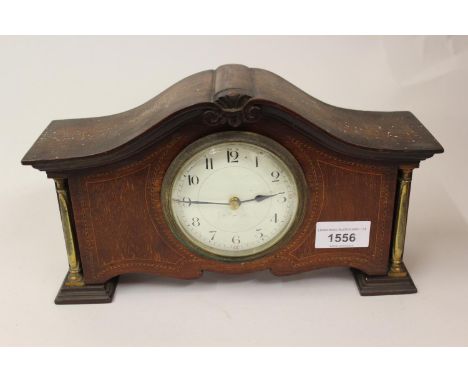 Edwardian mahogany and inlaid mantel clock 