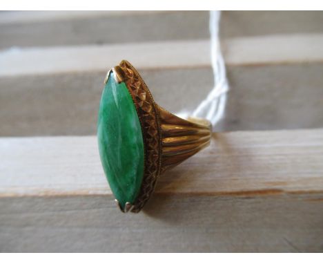 18ct Yellow gold ring inset with a jade panel 