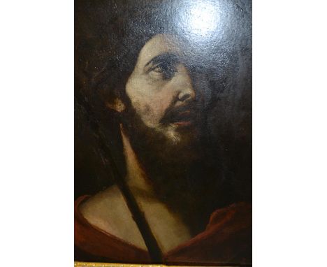 18th / 19th Century oil on canvas, head and shoulder portrait of Christ wearing the crown of thorns, unsigned (restored and r