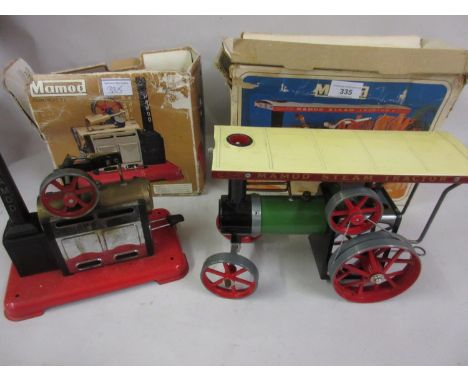 Mamod model traction engine together with a Mamod stationary engine 