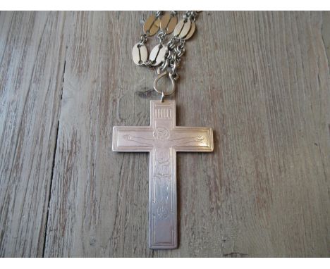 Large silver cross on chain 